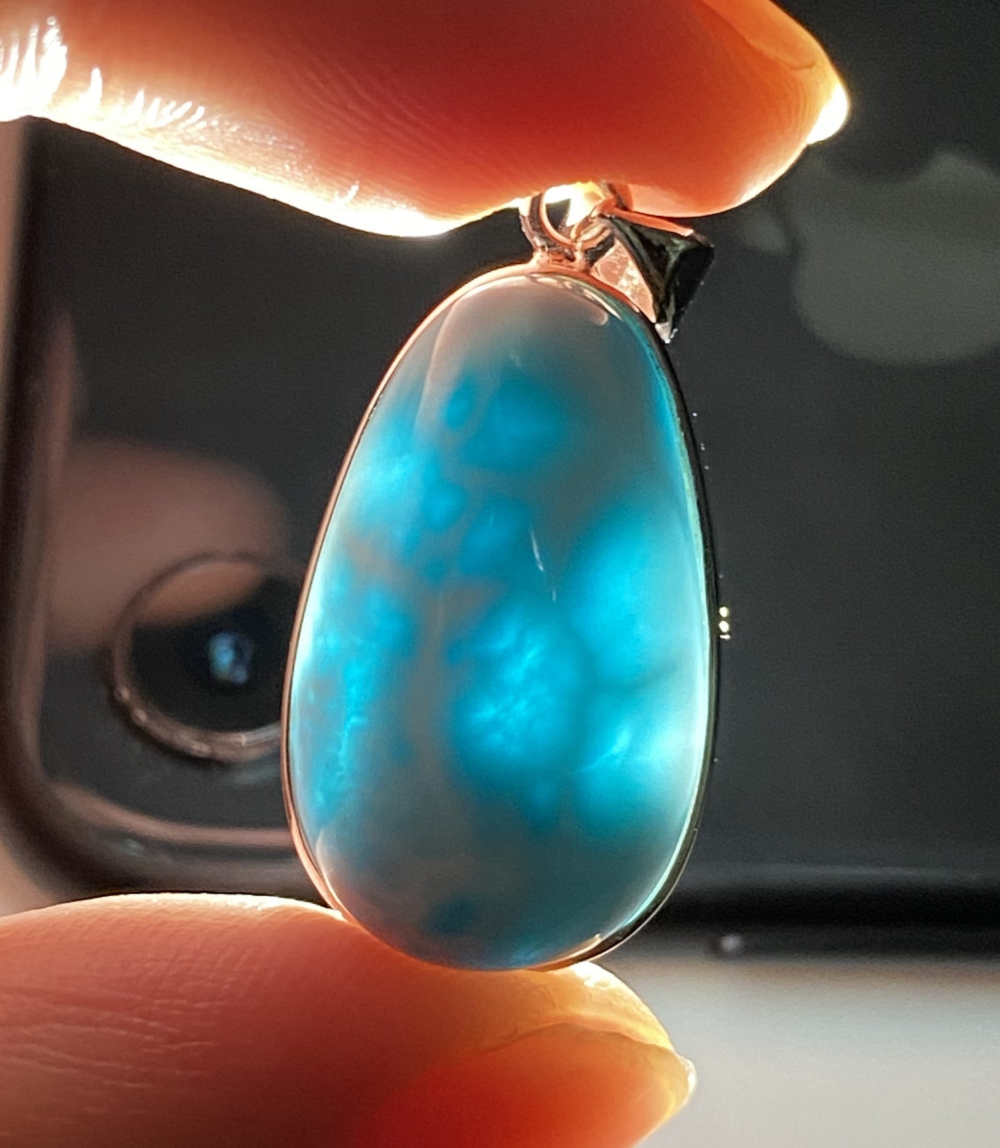 AAAA+ Natural Authentic Dominican Larimar Pendant,Gems Jewelry,Gems Pendant,Crystal Pendant,ET422