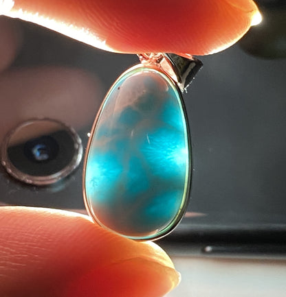 AAAA+ Natural Authentic Dominican Larimar Pendant,Gems Jewelry,Gems Pendant,Crystal Pendant,ET424