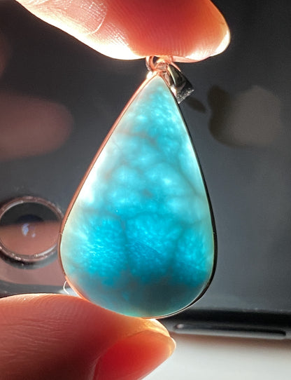 AAA Natural Authentic Dominican Larimar Pendant,Gems Jewelry,Gems Pendant,Crystal Pendant,ET453