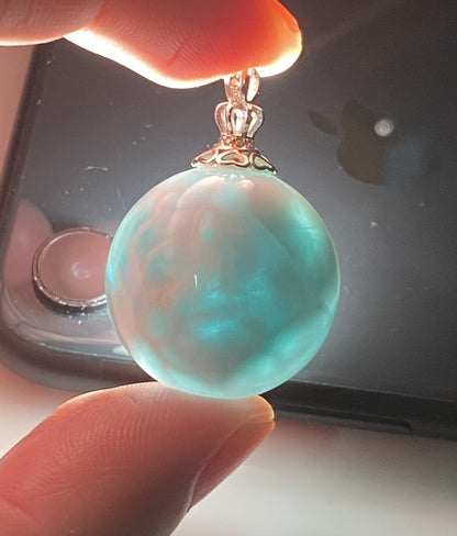AAA+ Natural Authentic Dominican Larimar Pendant,Gems Jewelry,Gems Pendant,Crystal Pendant,ET497