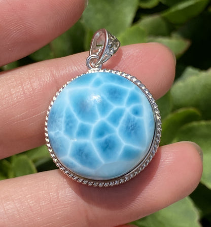 AAAA+ Natural Authentic Dominican Larimar Pendant,Gems Jewelry,Gems Pendant,Crystal Pendant,ET196