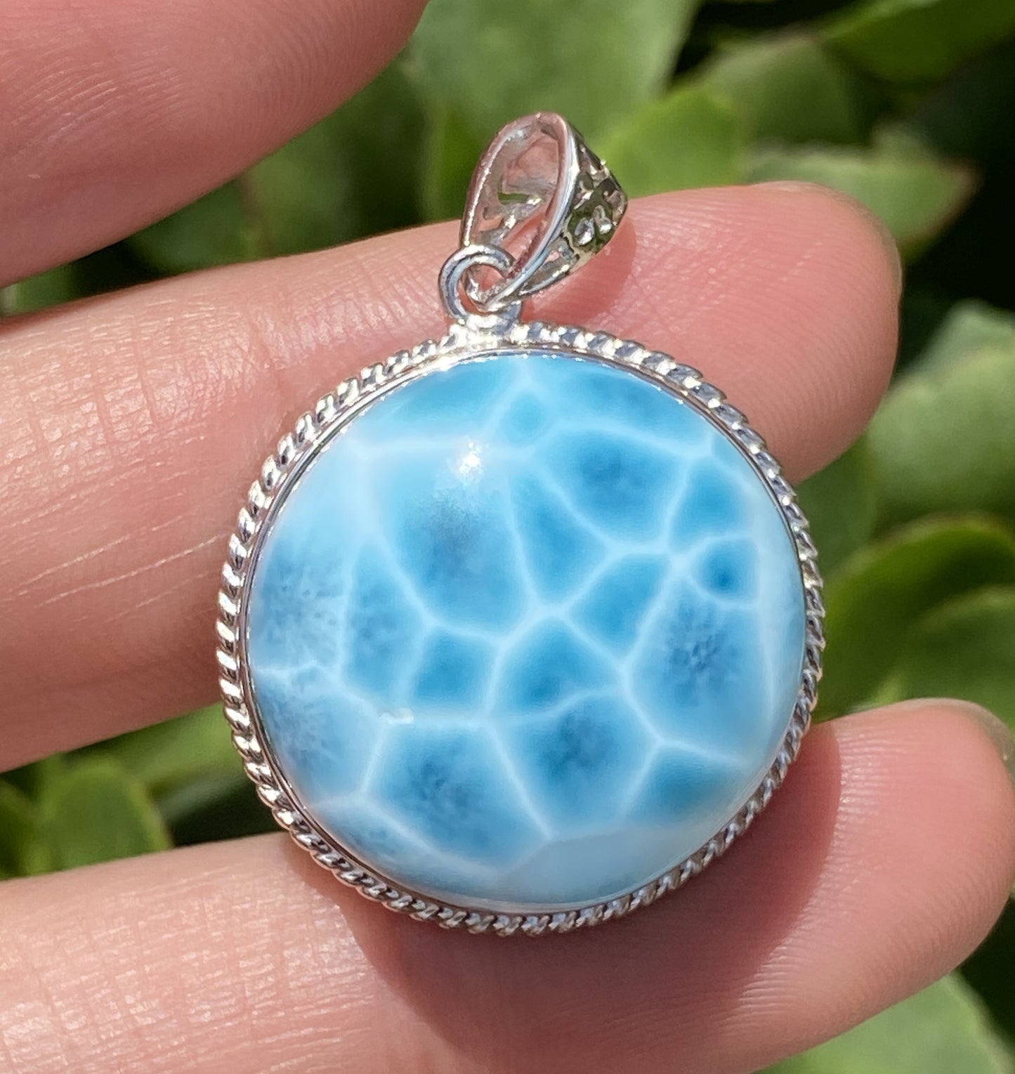 AAAA+ Natural Authentic Dominican Larimar Pendant,Gems Jewelry,Gems Pendant,Crystal Pendant,ET196