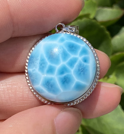 AAAA+ Natural Authentic Dominican Larimar Pendant,Gems Jewelry,Gems Pendant,Crystal Pendant,ET196