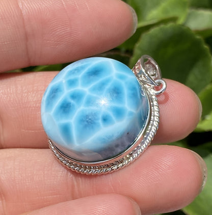 AAAA+ Natural Authentic Dominican Larimar Pendant,Gems Jewelry,Gems Pendant,Crystal Pendant,ET196