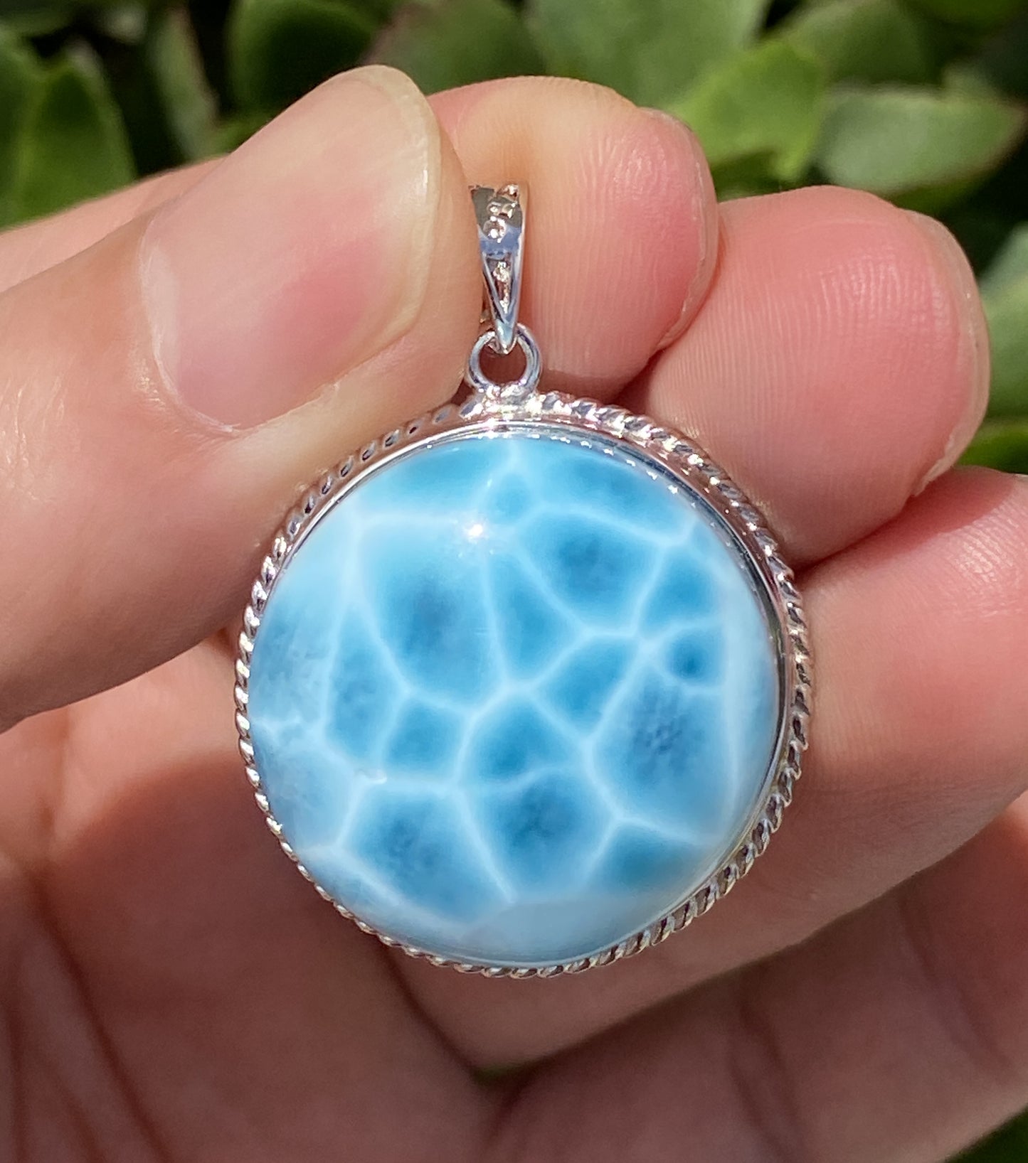 AAAA+ Natural Authentic Dominican Larimar Pendant,Gems Jewelry,Gems Pendant,Crystal Pendant,ET196