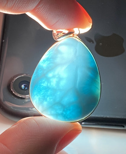 AAA+ Natural Authentic Dominican Larimar Pendant,Gems Jewelry,Gems Pendant,Crystal Pendant,ET528