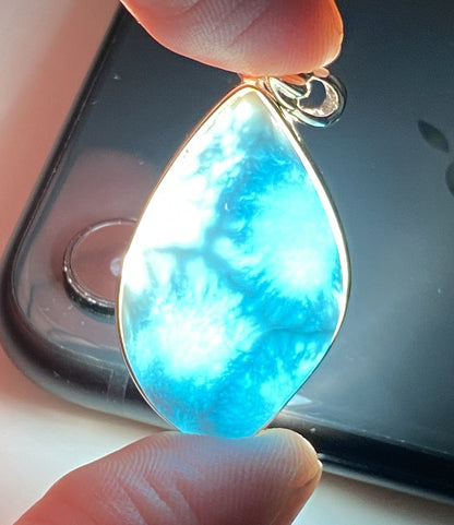 AAA+ Natural Authentic Dominican Larimar Pendant,Gems Jewelry,Gems Pendant,Crystal Pendant ET568