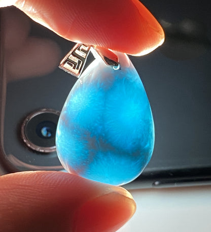 AAA Natural Authentic Dominican Larimar Pendant,Gems Jewelry,Gems Pendant,Crystal Pendant,ET602