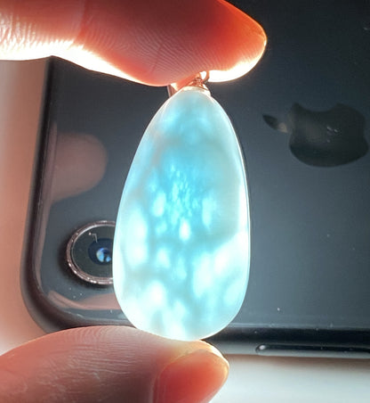 AAA Natural Authentic Dominican Larimar Pendant,Gems Jewelry,Gems Pendant,Crystal Pendant,ET606