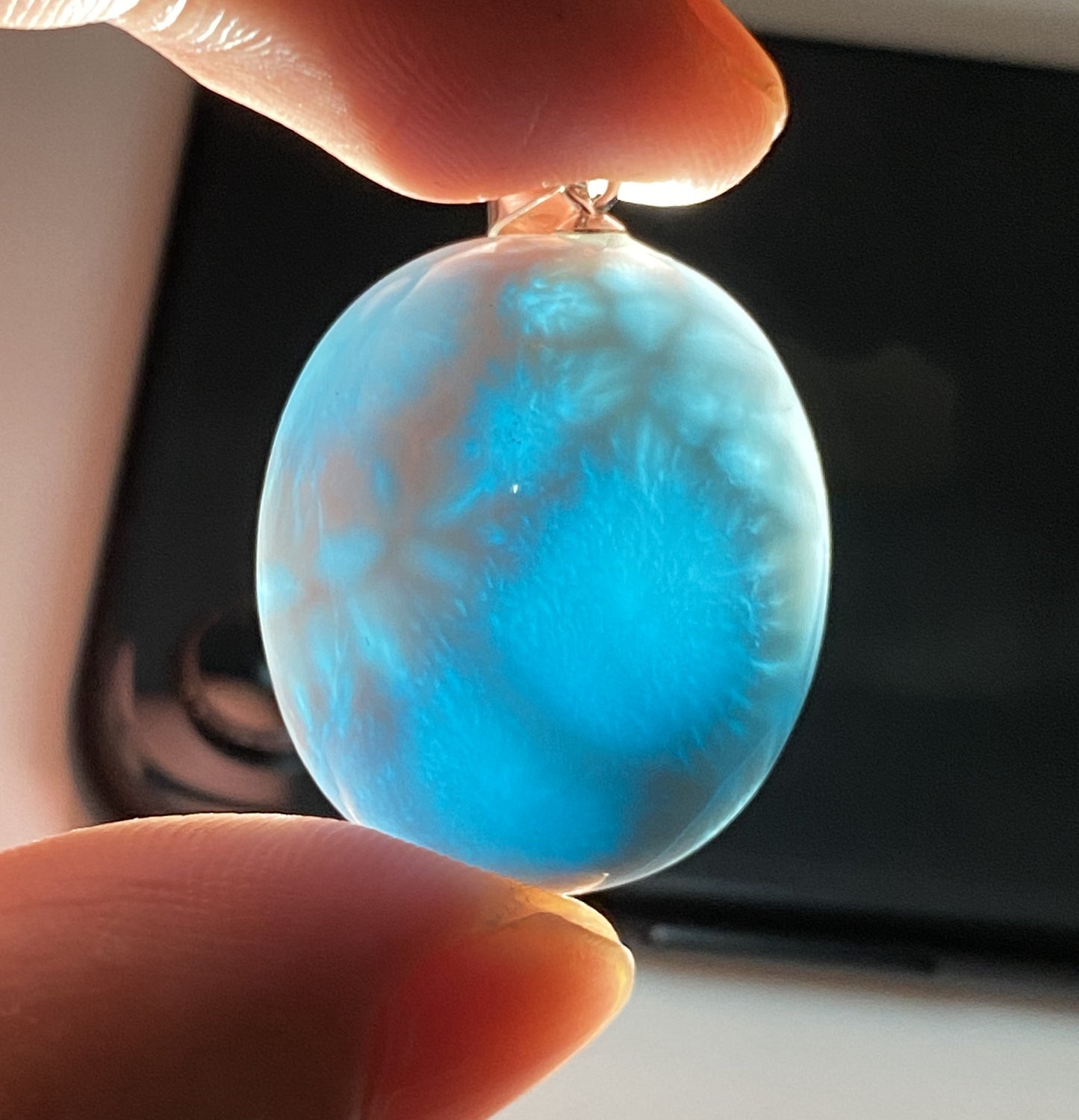 AAA Natural Authentic Dominican Larimar Pendant,Gems Jewelry,Gems Pendant,Crystal Pendant,ET611