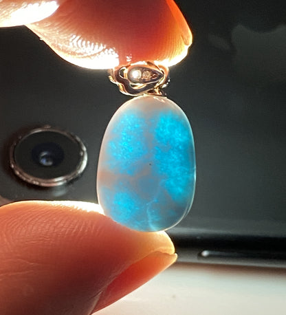 AAA Natural Authentic Dominican Larimar Pendant,Gems Jewelry,Gems Pendant,Crystal Pendant,ET619