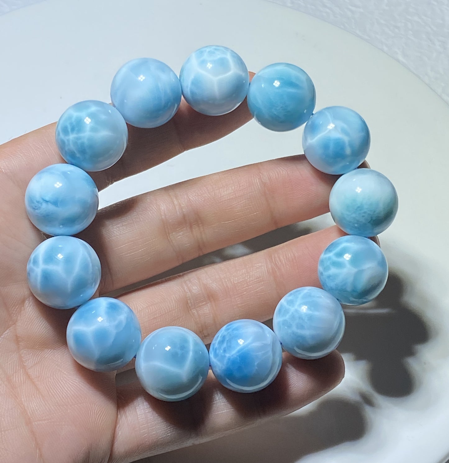 AAAA Natural Authentic Dominican Larimar Bracelet,Gems Jewelry,Gems Bracelet,18mm Bracelet,Crystal Bracelet ET681