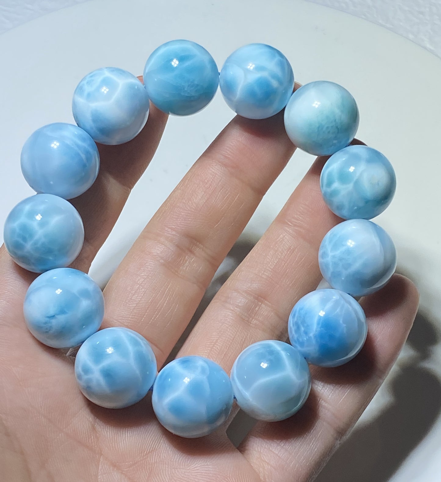 AAAA Natural Authentic Dominican Larimar Bracelet,Gems Jewelry,Gems Bracelet,18mm Bracelet,Crystal Bracelet ET681