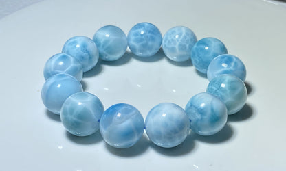 AAAA Natural Authentic Dominican Larimar Bracelet,Gems Jewelry,Gems Bracelet,18mm Bracelet,Crystal Bracelet ET681