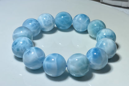 AAAA Natural Authentic Dominican Larimar Bracelet,Gems Jewelry,Gems Bracelet,18mm Bracelet,Crystal Bracelet ET681