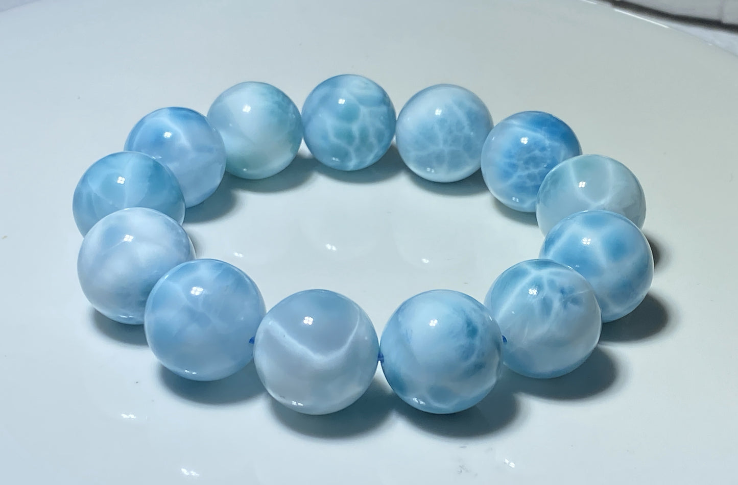 AAAA Natural Authentic Dominican Larimar Bracelet,Gems Jewelry,Gems Bracelet,18mm Bracelet,Crystal Bracelet ET681