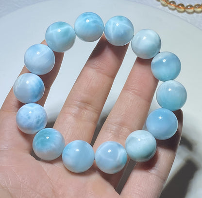 AAA Natural Authentic Dominican Larimar Bracelet,Gems Jewelry,Gems Bracelet,16mm Bracelet,Crystal Bracelet ET683