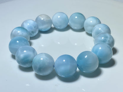 AAA Natural Authentic Dominican Larimar Bracelet,Gems Jewelry,Gems Bracelet,16mm Bracelet,Crystal Bracelet ET683