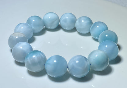 AAA Natural Authentic Dominican Larimar Bracelet,Gems Jewelry,Gems Bracelet,16mm Bracelet,Crystal Bracelet ET683