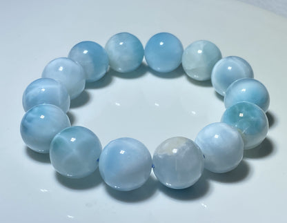 AAA Natural Authentic Dominican Larimar Bracelet,Gems Jewelry,Gems Bracelet,16mm Bracelet,Crystal Bracelet ET683