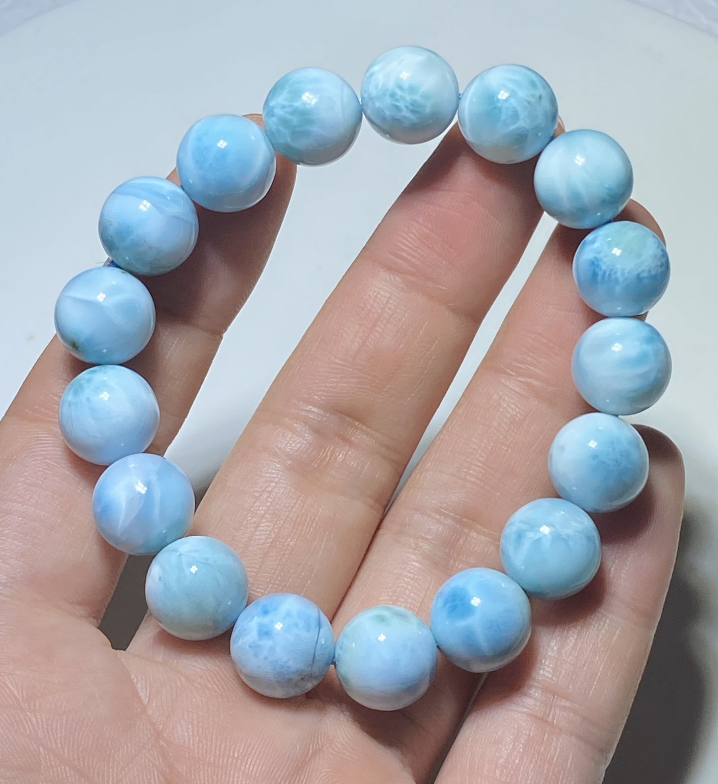 AAA Natural Authentic Dominican Larimar Bracelet,Larimar,Crystal Bracelet,12mm Bracelet,Gems Bracelet ET697