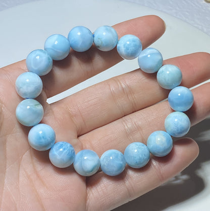 AAA Natural Authentic Dominican Larimar Bracelet,Larimar,Crystal Bracelet,12mm Bracelet,Gems Bracelet ET697