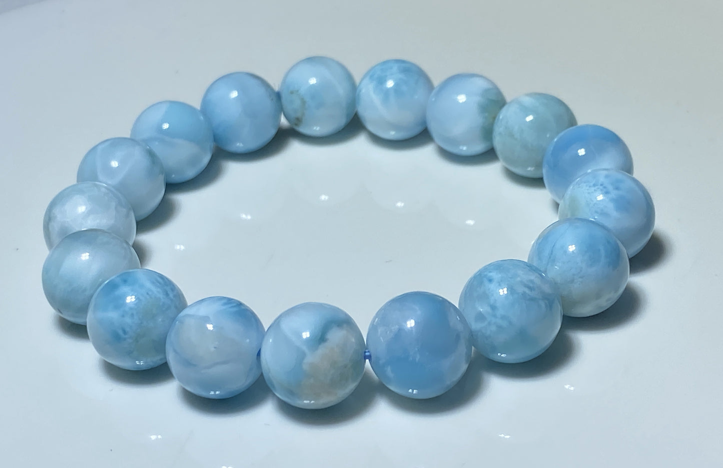 AAA Natural Authentic Dominican Larimar Bracelet,Larimar,Crystal Bracelet,12mm Bracelet,Gems Bracelet ET697