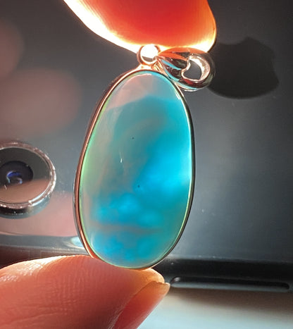 AAA+ Natural Authentic Dominican Larimar Pendant,Gems Jewelry,Gems Pendant,Crystal Pendant ET721