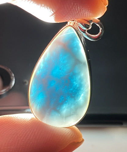 AAA Natural Authentic Dominican Larimar Pendant,Gems Jewelry,Gems Pendant,Crystal Pendant ET728