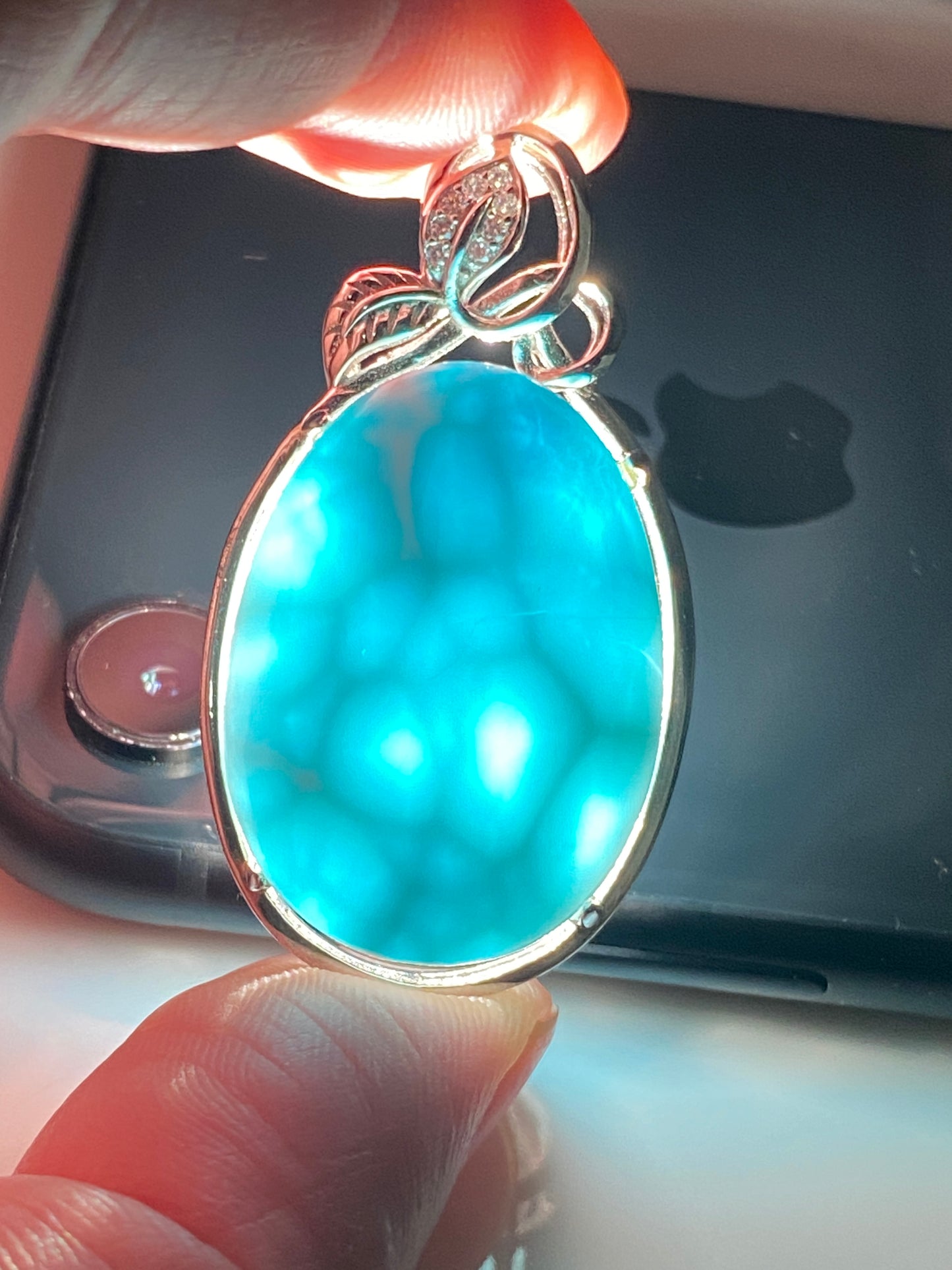 AAA Natural Authentic Dominican Larimar Pendant,Gems Jewelry,Gems Pendant,Crystal Pendant ET738