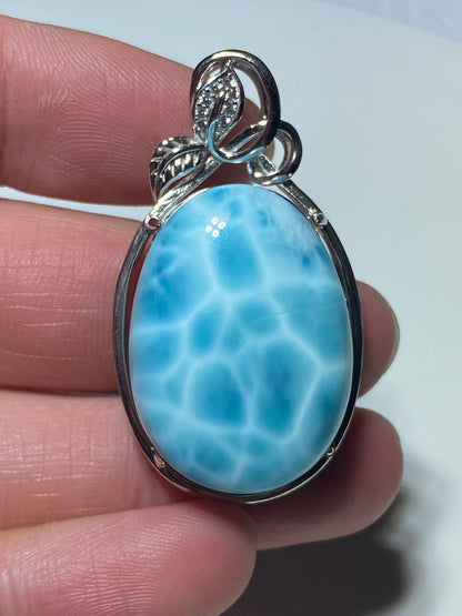 AAA Natural Authentic Dominican Larimar Pendant,Gems Jewelry,Gems Pendant,Crystal Pendant ET738