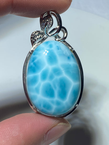 AAA Natural Authentic Dominican Larimar Pendant,Gems Jewelry,Gems Pendant,Crystal Pendant ET738