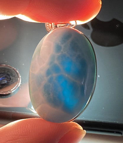 AAA+ Natural Authentic Dominican Larimar Pendant,Gems Jewelry,Gems Pendant,Crystal Pendant ET749