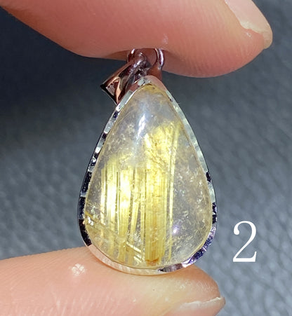 AAA+ Natural Rutilated Quartz Silver Pendant,Rutilated Quartz,Crystal Pendant,Silver Pendant,Pendant Necklace ET311