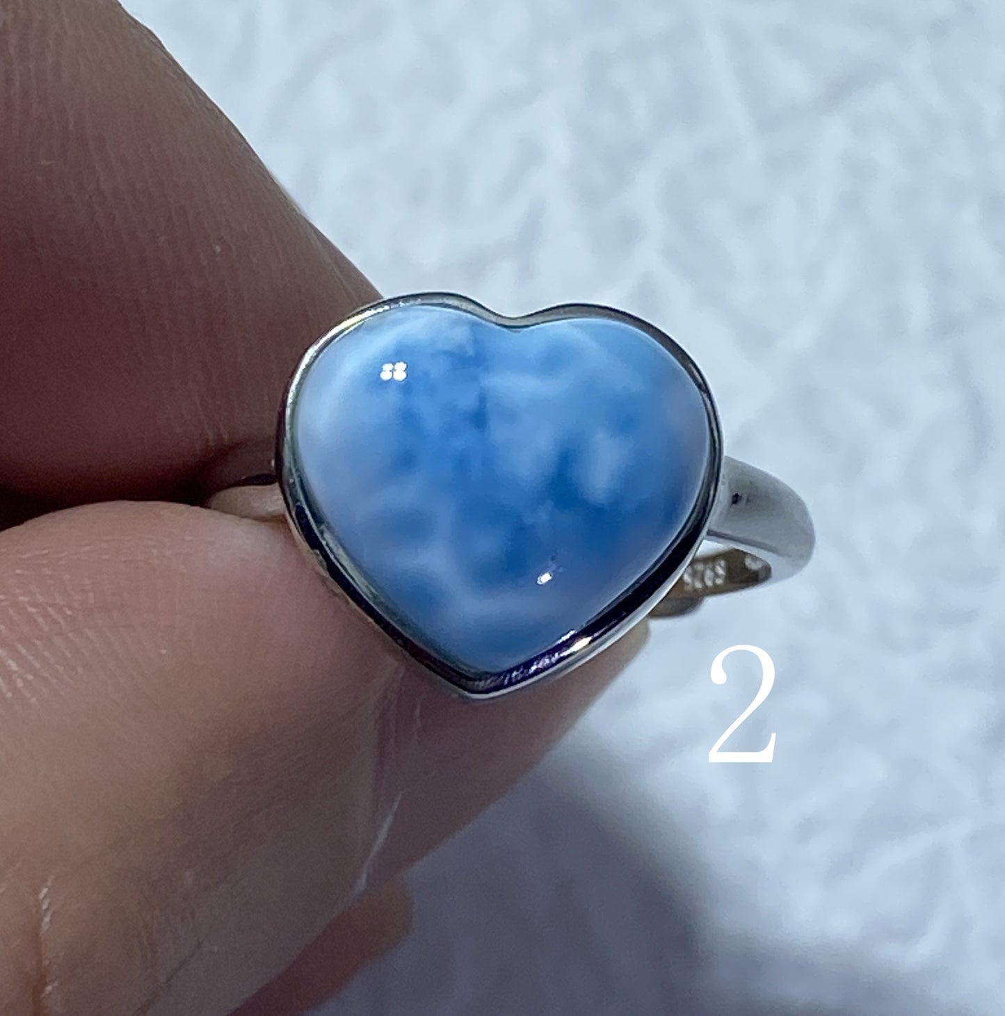 AAAA Natural Larimar Ring, 925 Silver Ring, Oval Lariamr Ring, Handmade Silver Ring, Natural Stones，Adjustable Size Ring ET08