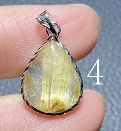 AAA+ Natural Rutilated Quartz Silver Pendant,Rutilated Quartz,Crystal Pendant,Silver Pendant,Pendant Necklace ET251