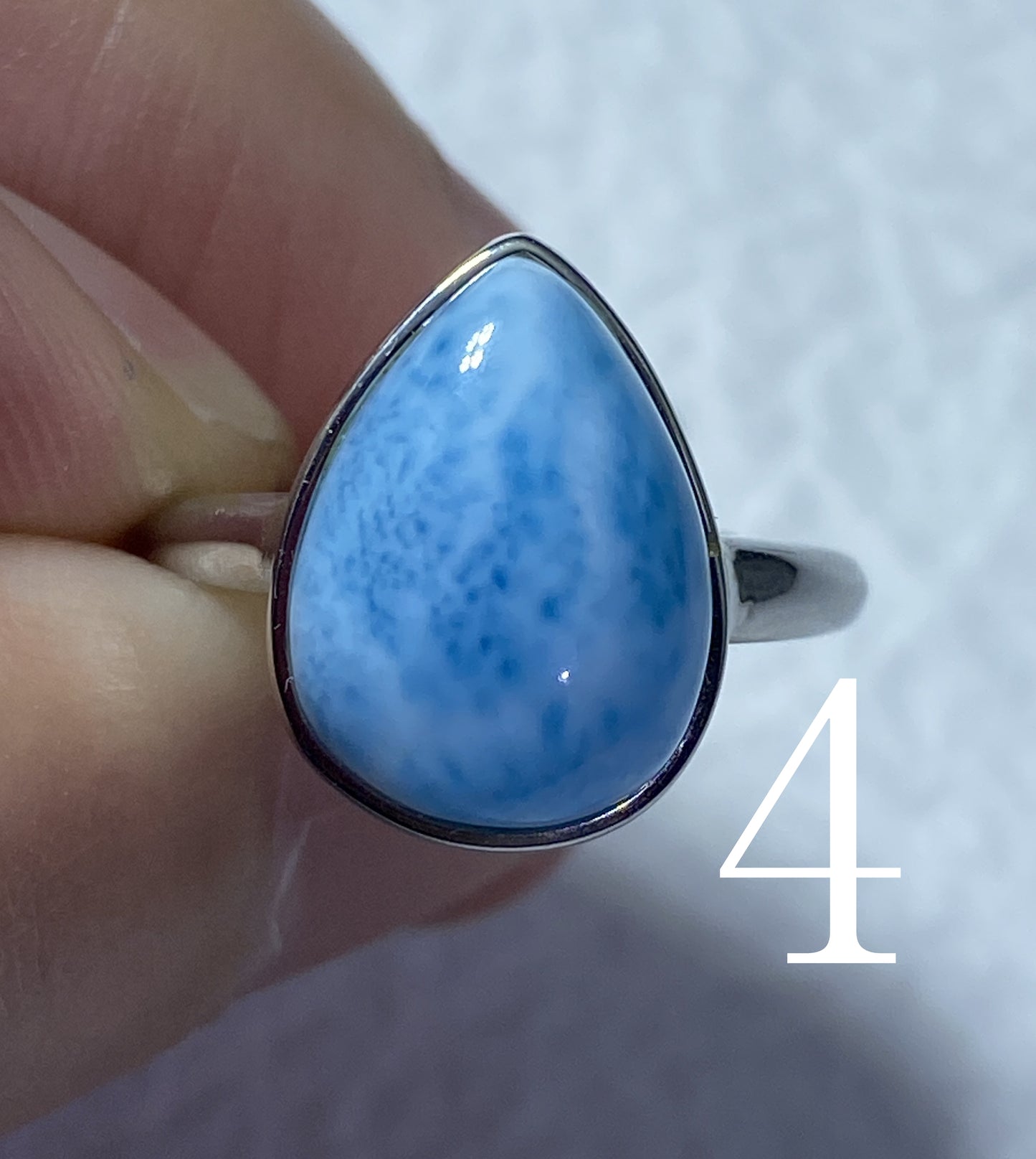 AAAA Natural Larimar Ring, 925 Silver Ring, Oval Lariamr Ring, Handmade Silver Ring, Natural Stones，Adjustable Size Ring ET08