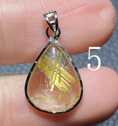 AAA+ Natural Rutilated Quartz Silver Pendant,Rutilated Quartz,Crystal Pendant,Silver Pendant,Pendant Necklace ET251