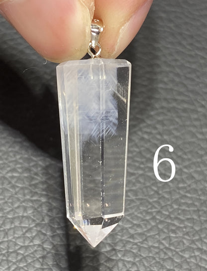 AAAA Natrual Brazilian Blue Needle Pendant, Silver Pendant, Crystal Pendant, Angel Wings, Meditation Stone, ET941