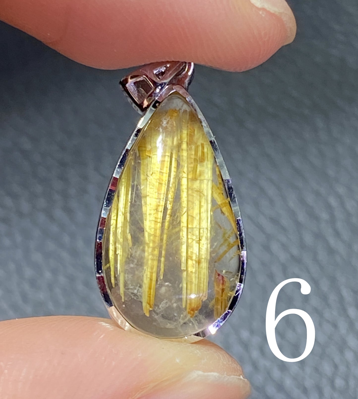 AAA+ Natural Rutilated Quartz Silver Pendant,Rutilated Quartz,Crystal Pendant,Silver Pendant,Pendant Necklace ET311