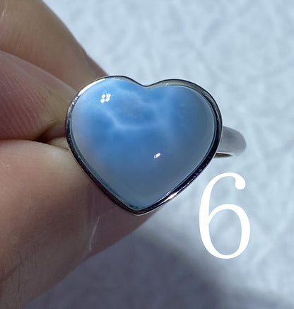 AAAA Natural Larimar Ring, 925 Silver Ring, Oval Lariamr Ring, Handmade Silver Ring, Natural Stones，Adjustable Size Ring ET08