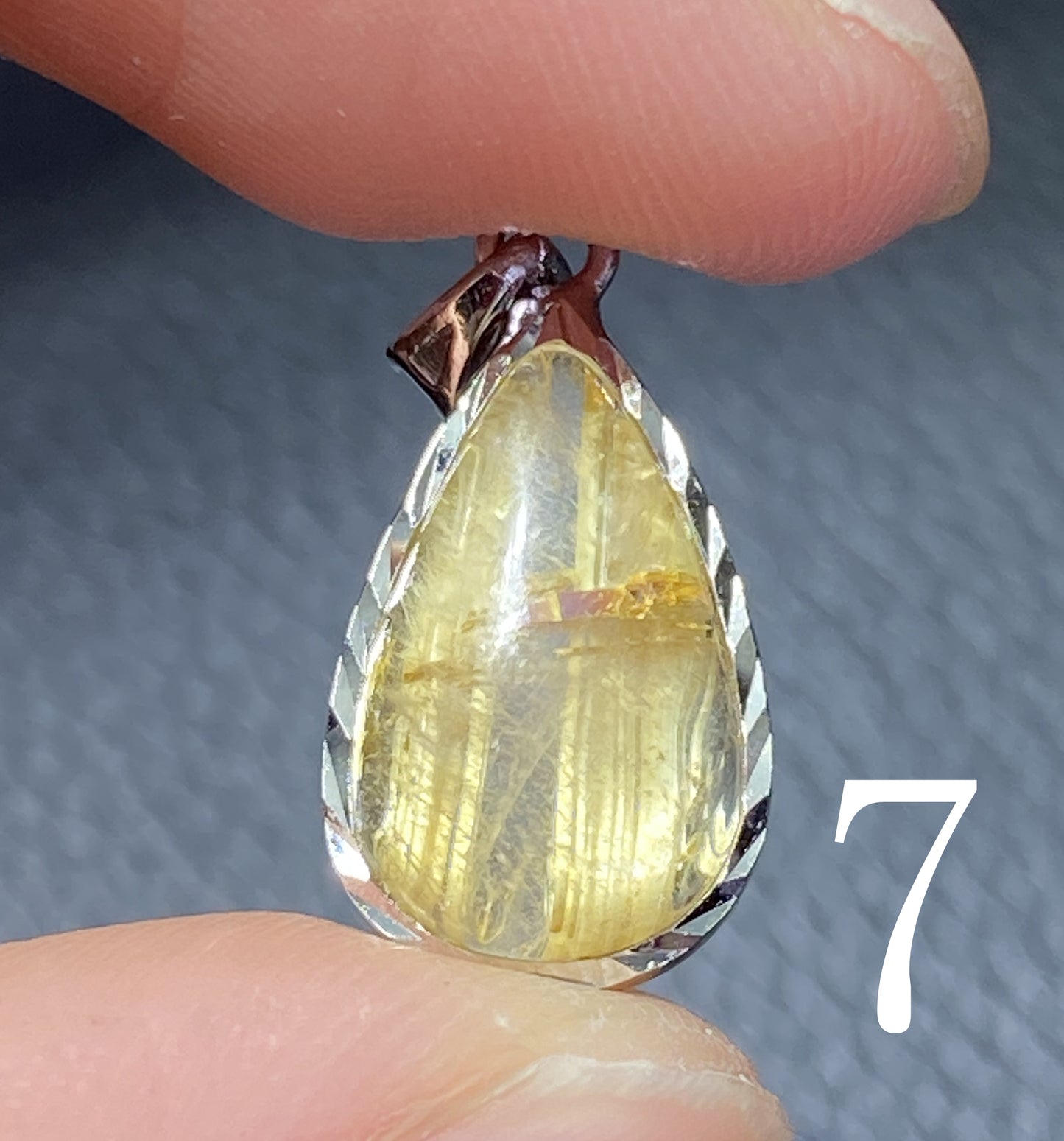 AAA+ Natural Rutilated Quartz Silver Pendant,Rutilated Quartz,Crystal Pendant,Silver Pendant,Pendant Necklace ET311