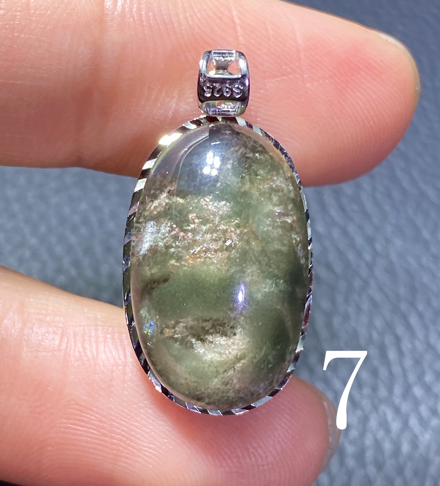 Green Phantom Pendant,AAAA Natural Authentic Phantom Crystal Pendant,Silver Pendant,Crystal Pendant,Gems Necklace ET558