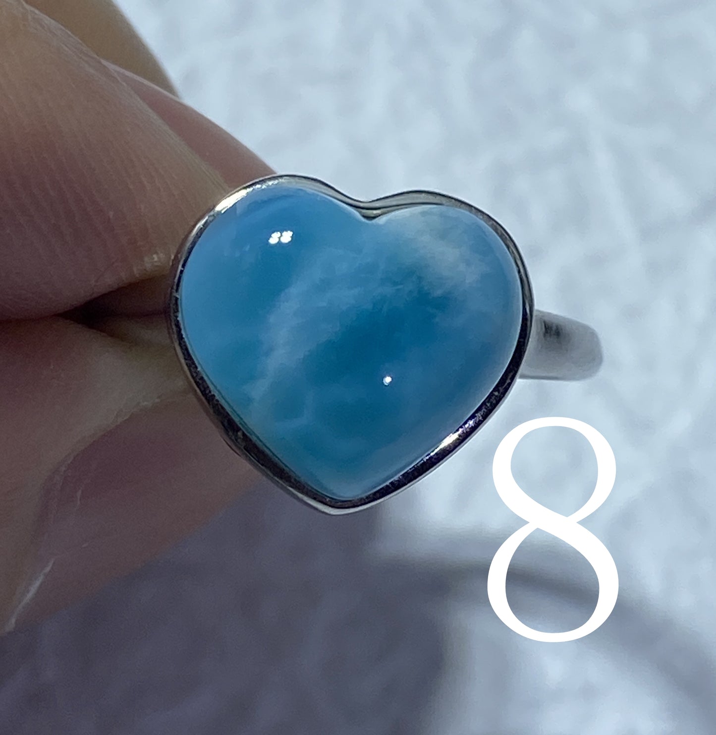 AAAA Natural Larimar Ring, 925 Silver Ring, Oval Lariamr Ring, Handmade Silver Ring, Natural Stones，Adjustable Size Ring ET08