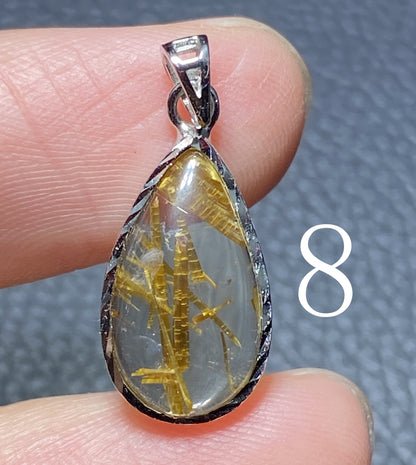 AAA+ Natural Rutilated Quartz Silver Pendant,Rutilated Quartz,Crystal Pendant,Silver Pendant,Pendant Necklace ET251