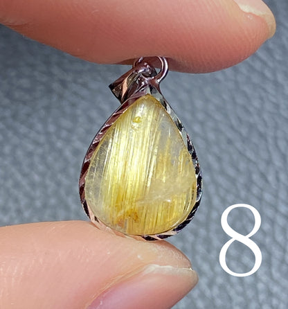 AAA+ Natural Rutilated Quartz Silver Pendant,Rutilated Quartz,Crystal Pendant,Silver Pendant,Pendant Necklace ET311