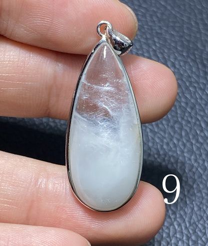 Rabbit Hair Pendant,AAAA Natural Authentic Bule Rutilated Quartz 925 Silver Pendant,Crystal Pendant,Men's Jewelry,Women's Jewelry ET057