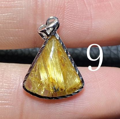 AAA+ Natural Rutilated Quartz Silver Pendant,Rutilated Quartz,Crystal Pendant,Silver Pendant,Pendant Necklace ET251