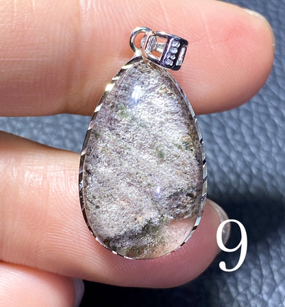 Green Phantom Pendant,AAAA Natural Authentic Phantom Crystal Pendant,Silver Pendant,Crystal Pendant,Gems Necklace ET558